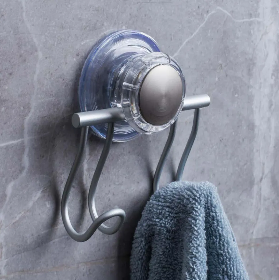 iDesign Metro Turn N Lock Double Hook (Aluminum)