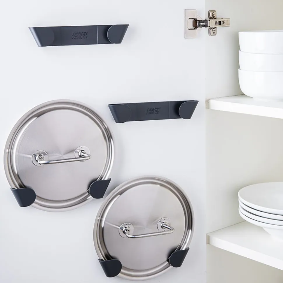 Joseph Joseph Cupboardstore Adhesive Pot Lid Holder - Set of 4 (Black)