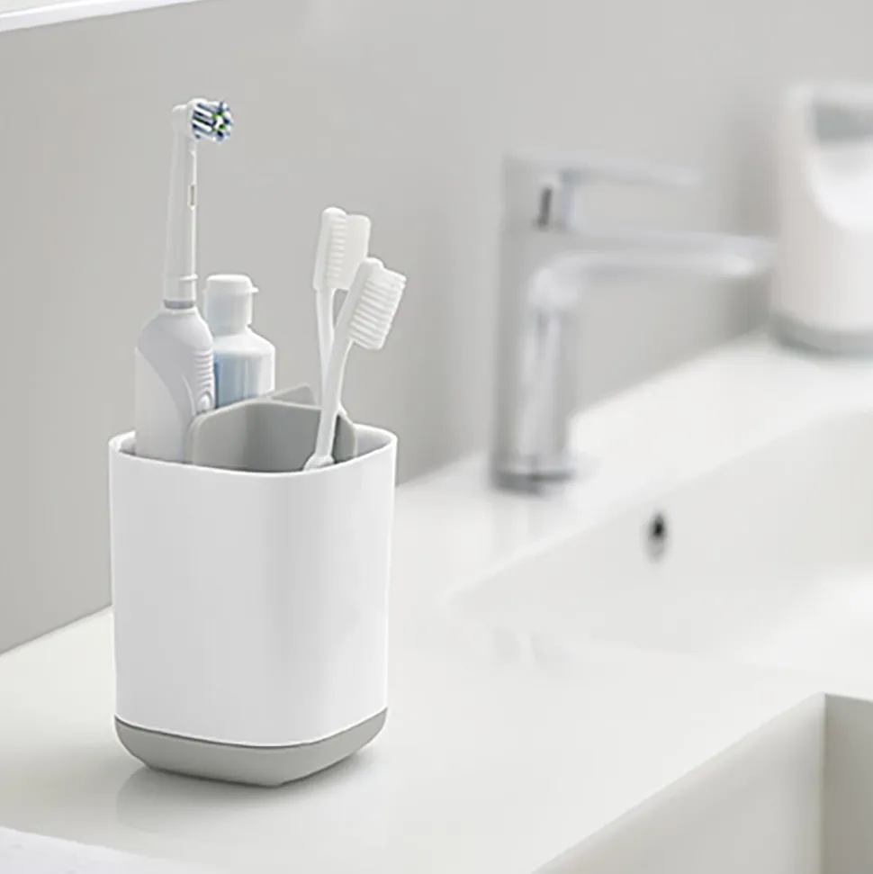 Joseph Joseph Smart Bath Toothbrush Holder Caddy (White/Grey)