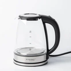 JS Gourmet Electric Glass Kettle (Stainless Steel)