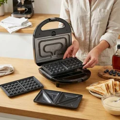 JS Gourmet '3-in-1' Griddler-Sandwich/Waffle Maker (Black)