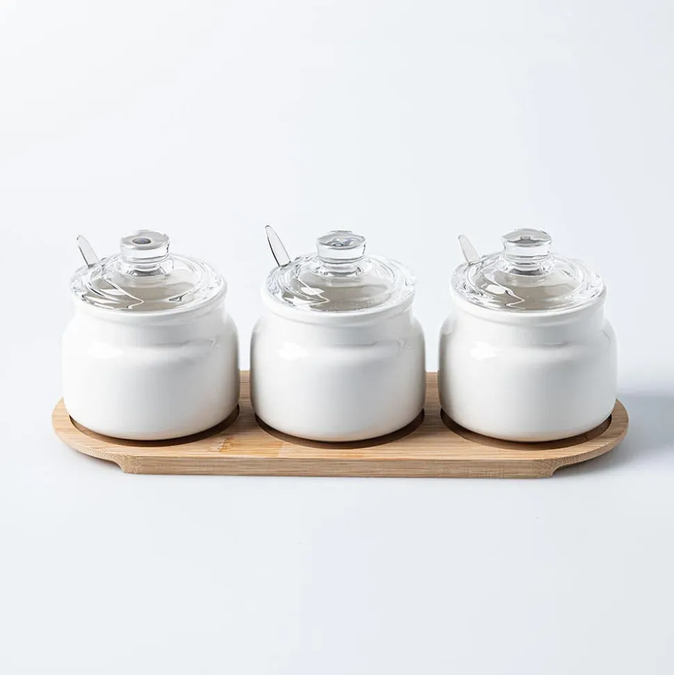Keittiö Essentials Serving Set with Bamboo Tray - Set of 7 (250mL)