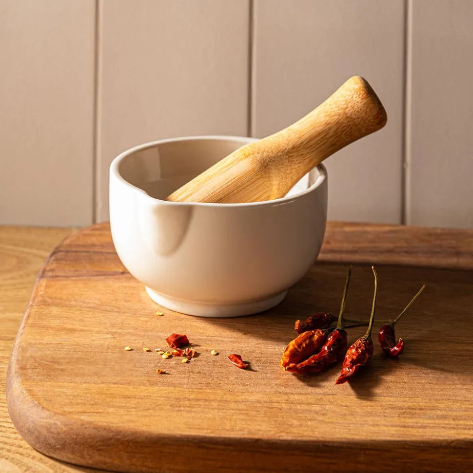 Keittiö Pure Crush Ceramic Mortar and Pestle (White)