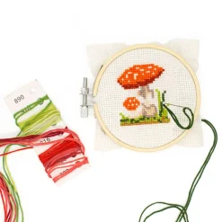 Kikkerland Cross Stitch 'Mushroom' Mini Embroidery Kit