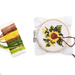 Kikkerland Cross Stitch 'Sunflower' Mini Embroidery Kit