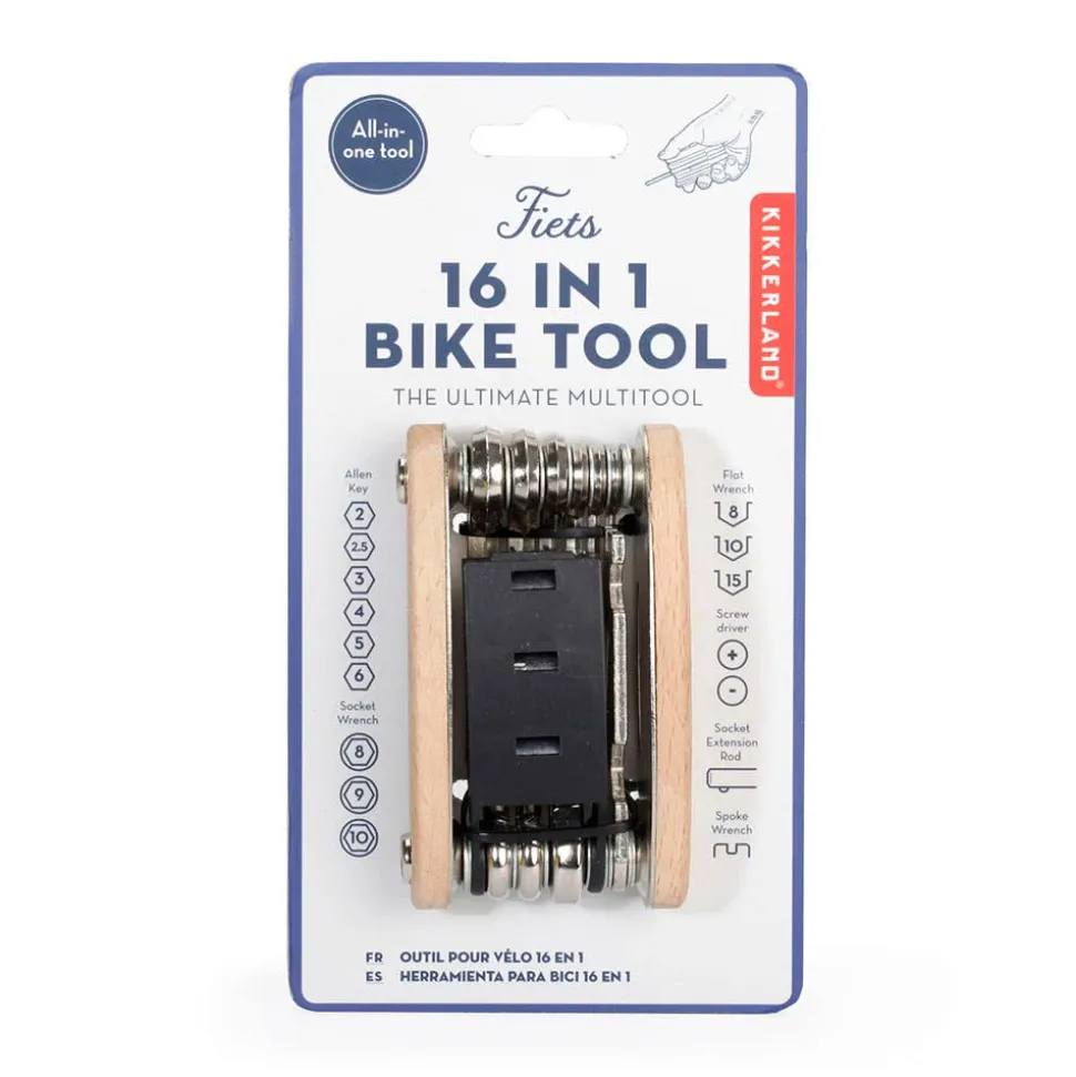 Kikkerland Fiets 16-In-1 Bike Tool (Beechwood)