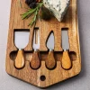 KSP Acacia Cheese Board with Knife - Set of 5 (Acacia/Stainless Steel)