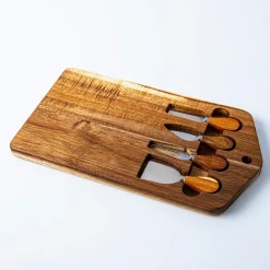 KSP Acacia Cheese Board with Knife - Set of 5 (Acacia/Stainless Steel)
