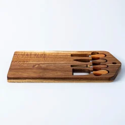 KSP Acacia Cheese Board with Knife - Set of 5 (Acacia/Stainless Steel)