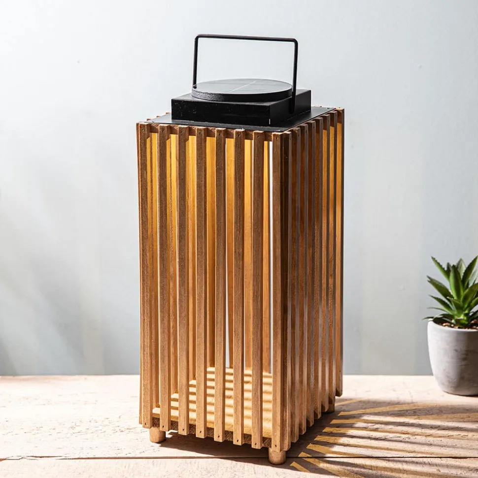 KSP Akari Solar LED Wood Lantern 20 x 20 x 42 cm