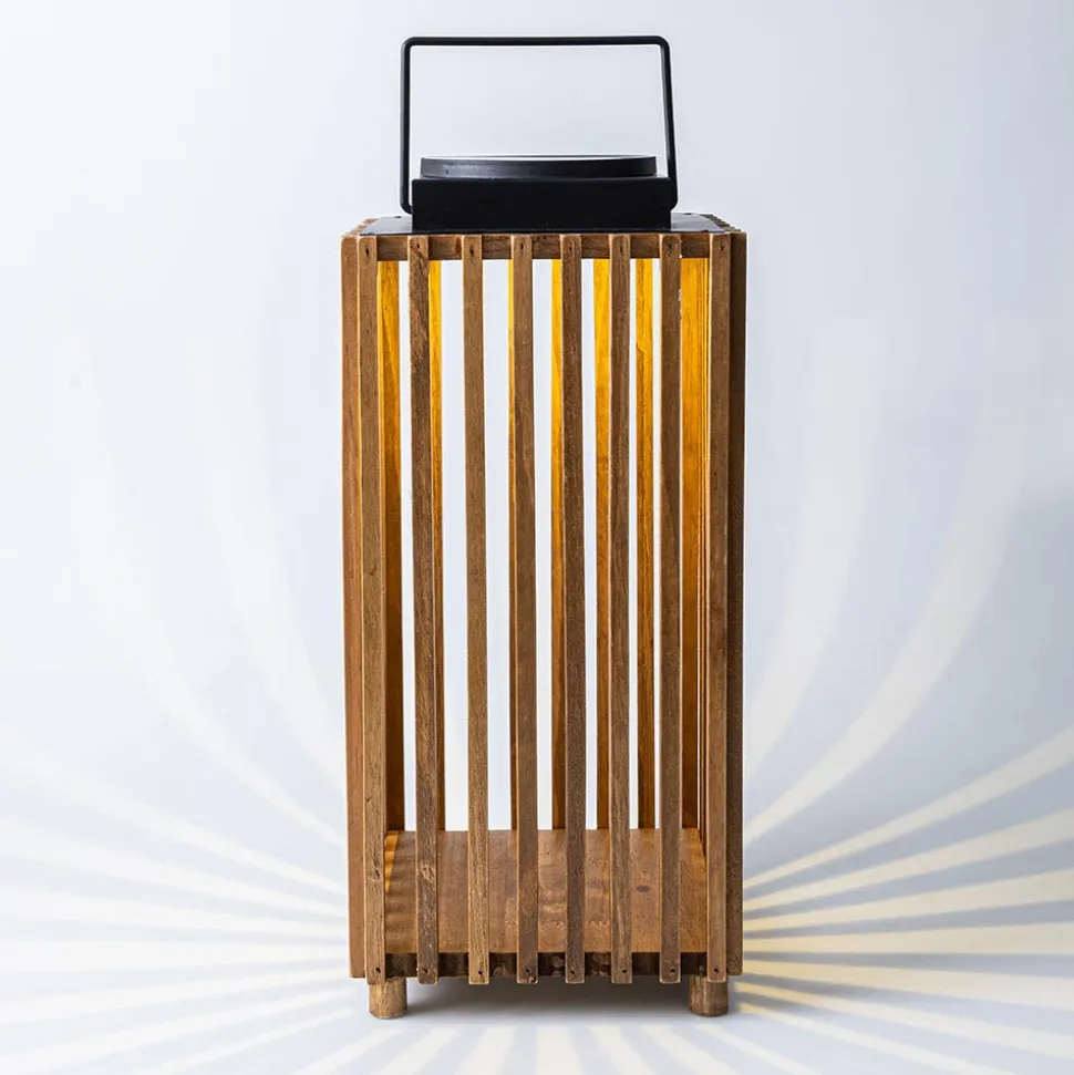 KSP Akari Solar LED Wood Lantern 20 x 20 x 42 cm