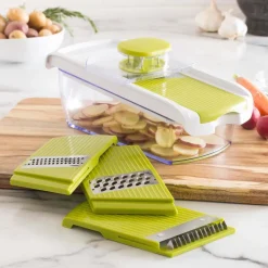 KSP All In 1 Mandoline Slicer and Grater - Set of 7 (White/Green)