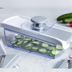 KSP All In 1 Mandoline Slicer and Grater - Set of 7 (White/Grey)