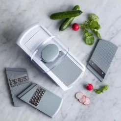 KSP All In 1 Mandoline Slicer and Grater - Set of 7 (White/Grey)