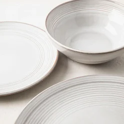 KSP Arcadia Reactive Stoneware Dinnerware - Set of 12 (Grey)