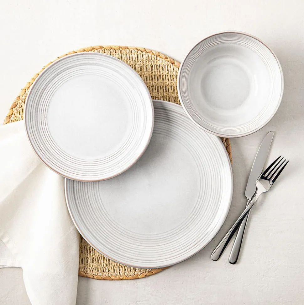 KSP Arcadia Reactive Stoneware Dinnerware - Set of 12 (Grey)