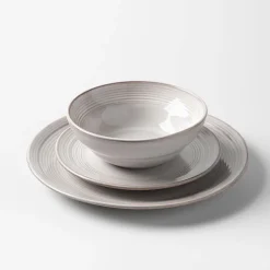 KSP Arcadia Reactive Stoneware Dinnerware - Set of 12 (Grey)