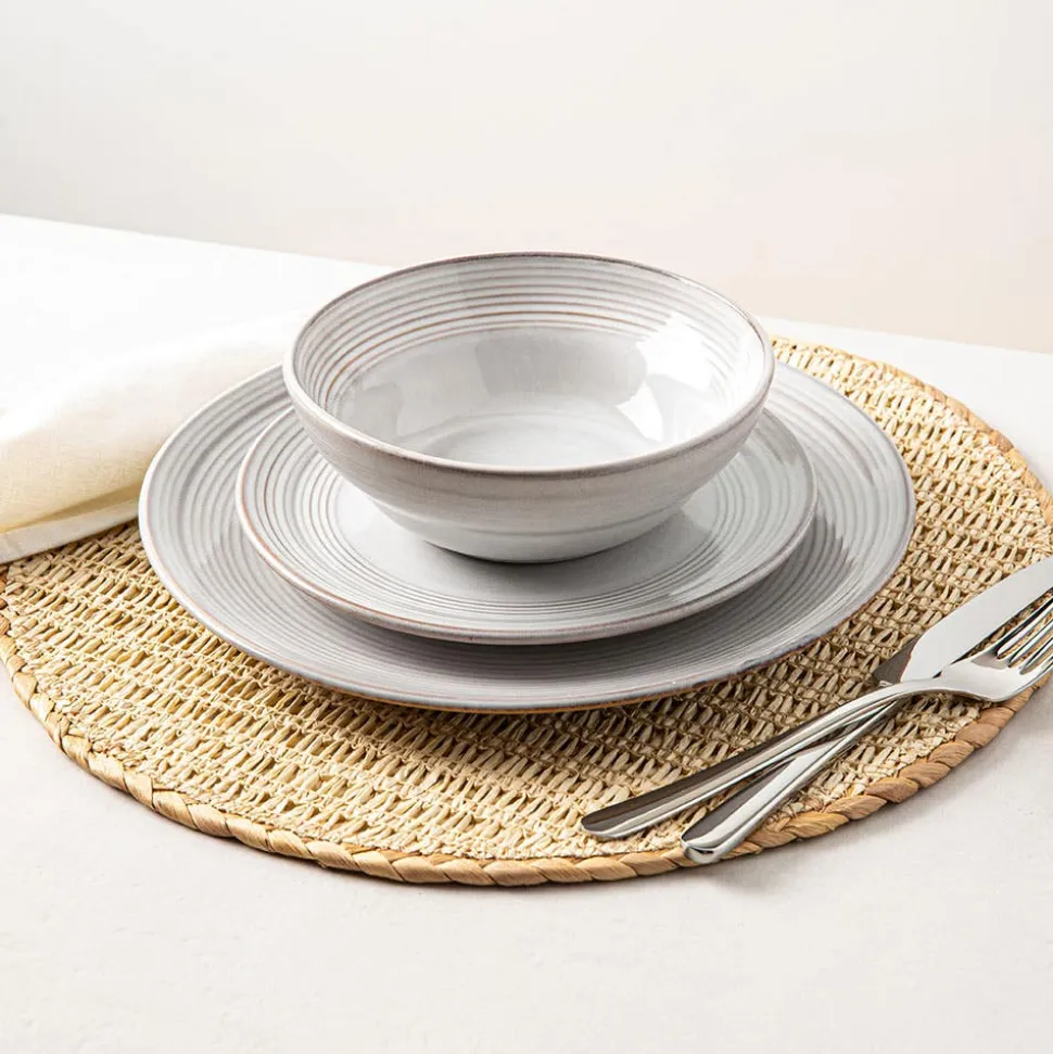 KSP Arcadia Reactive Stoneware Dinnerware - Set of 12 (Grey)