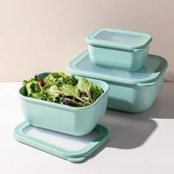 KSP Arco 'Rectangle' Food Storage with Lid - Set of 3 (Green)