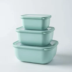 KSP Arco 'Rectangle' Food Storage with Lid - Set of 3 (Green)