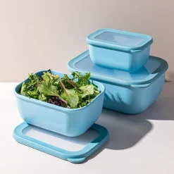KSP Arco 'Rectangle' Food Storage with Lid - Set of 3 (Blue)