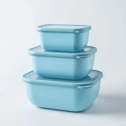 KSP Arco 'Rectangle' Food Storage with Lid - Set of 3 (Blue)