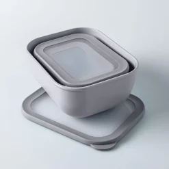 KSP Arco 'Rectangle' Food Storage with Lid - Set of 3 (Grey)