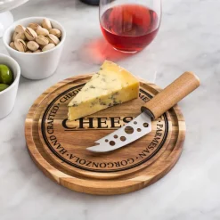 KSP Artisanal 'Acacia Wood' Cheese Board With Knife - Set of 2