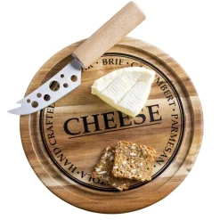 KSP Artisanal 'Acacia Wood' Cheese Board With Knife - Set of 2