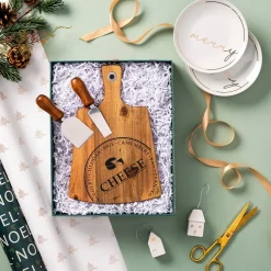 KSP Artisanal 'Acacia Wood' Cheese Paddle With Knives - Set of 3