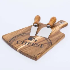 KSP Artisanal 'Acacia Wood' Cheese Paddle With Knives - Set of 3