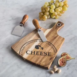 KSP Artisanal 'Acacia Wood' Cheese Paddle With Knives - Set of 3