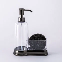 KSP Ashbury Soap Pump Caddy with Scrubby (Black)