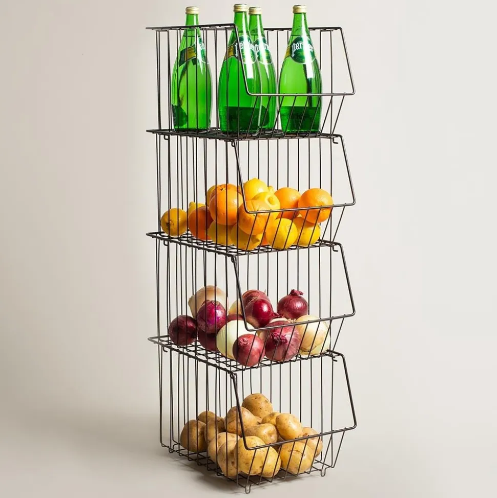 KSP Ashley Stacking Wire Basket - Set of 4 (Brown) 27 x 37 x 94 cm