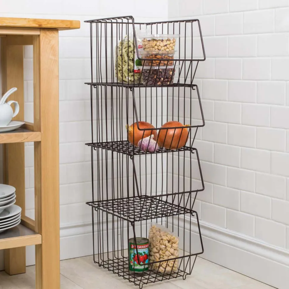 KSP Ashley Stacking Wire Basket - Set of 4 (Brown) 27 x 37 x 94 cm