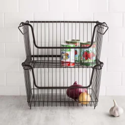 KSP Ashley Stacking Wire Basket Large (Brown) 36 x 27 x 22.5 cm