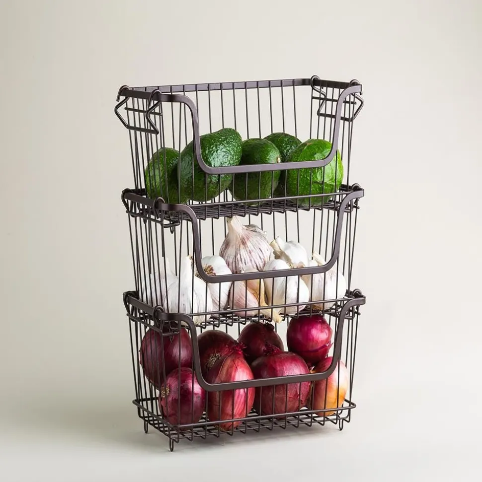 KSP Ashley Stacking Wire Basket Large (Brown) 36 x 27 x 22.5 cm