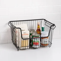KSP Ashley Stacking Wire Basket Large (Matte Black) 36 x 27 x 22.5 cm
