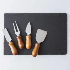 KSP Asiago Cheese Board with Knives - Set of 5 (Black)