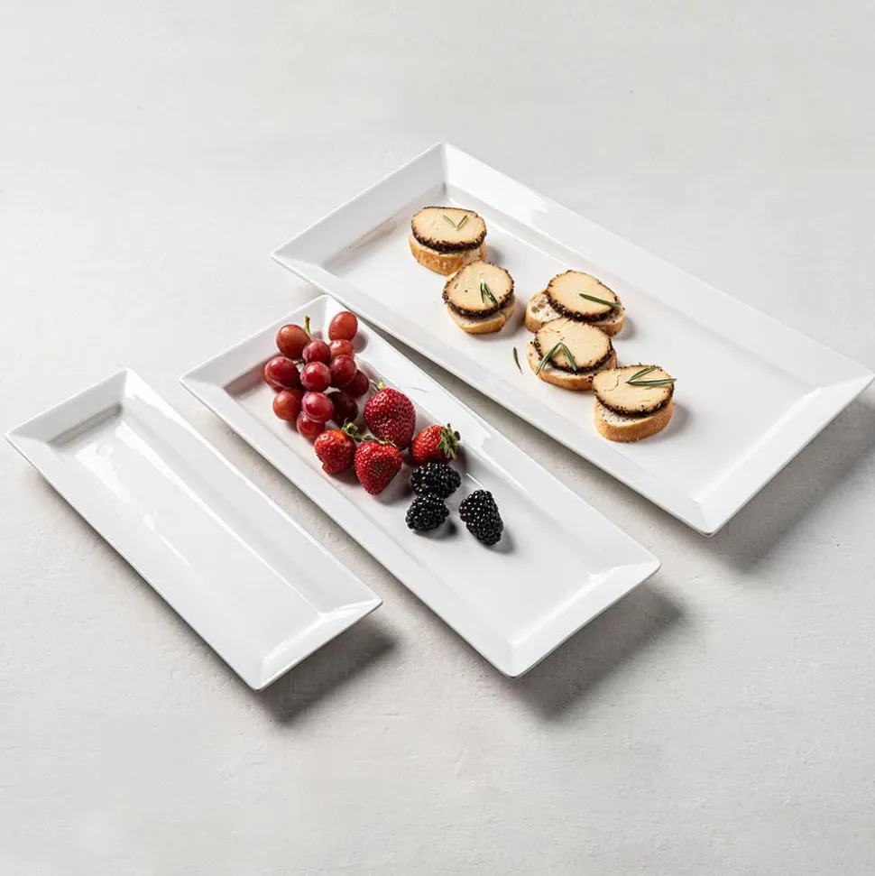 KSP Aurora Porcelain Rectangular Platter - Set of 3 (White)