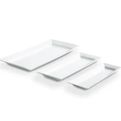 KSP Aurora Porcelain Rectangular Platter - Set of 3 (White)