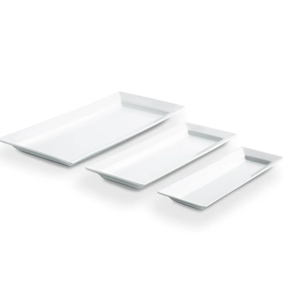 KSP Aurora Porcelain Rectangular Platter - Set of 3 (White)