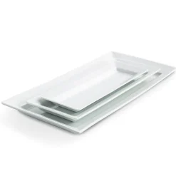 KSP Aurora Porcelain Rectangular Platter - Set of 3 (White)