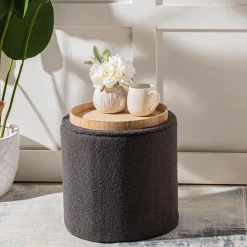 KSP Ava Collapsible Teddy Ottoman (Charcoal)