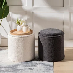 KSP Ava Collapsible Teddy Ottoman (Charcoal)