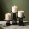 KSP Ava Ribbed Glass Pillar Candle Holder - Set of 3 (Smoke)