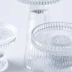 KSP Ava Ribbed Glass Pillar Candle Holder - Set of 3 (Clear)