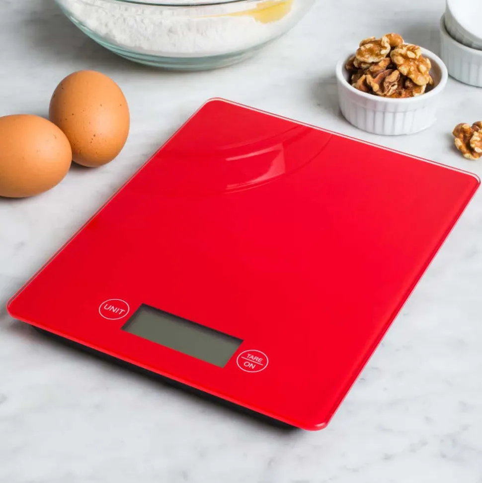KSP Bakers Glass Digital Kitchen Scale (Red)
