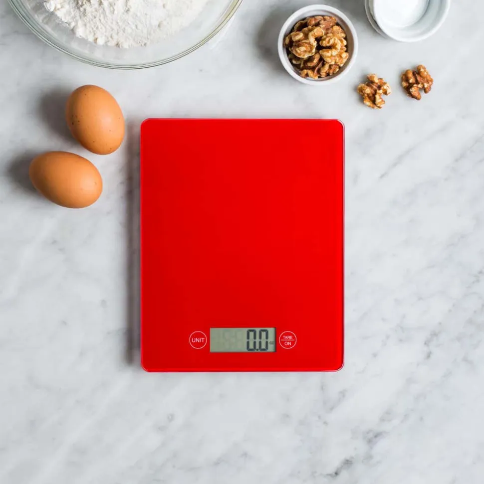 KSP Bakers Glass Digital Kitchen Scale (Red)