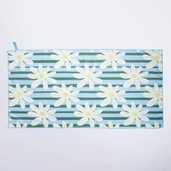 KSP Beachside 'Daisy Stripe' Microfibre Beach Towel (Blue)